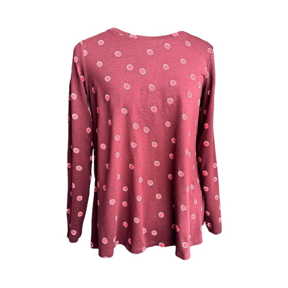 NWOT Boden Burgundy Swing Top with Pink polka dots